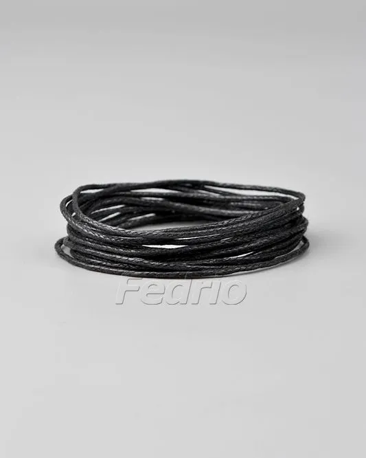 Black waxed cotton twine cord for hang tags 1.2mm HTS007