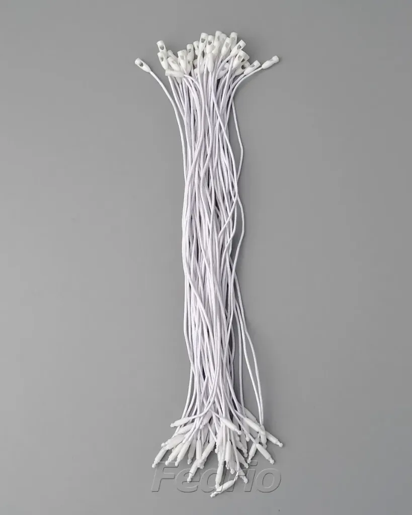 White Waxed Cotton Hang Tag String with Plastic Locker 9 inches 1000pcs HTS098