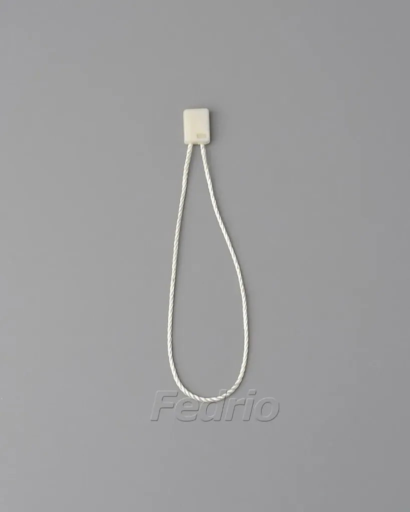 Beige Polyester Hang Tag String with Square Plastic Locker 7 inches 1000 pcs/Pack HTS101