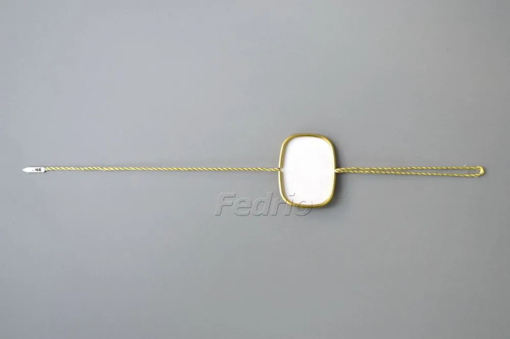 Hang Tag Polyester String with Markable Aluminum Square Single Plug and Fastener gold/green/silver 1000pcs/pack HTS230 (silver)