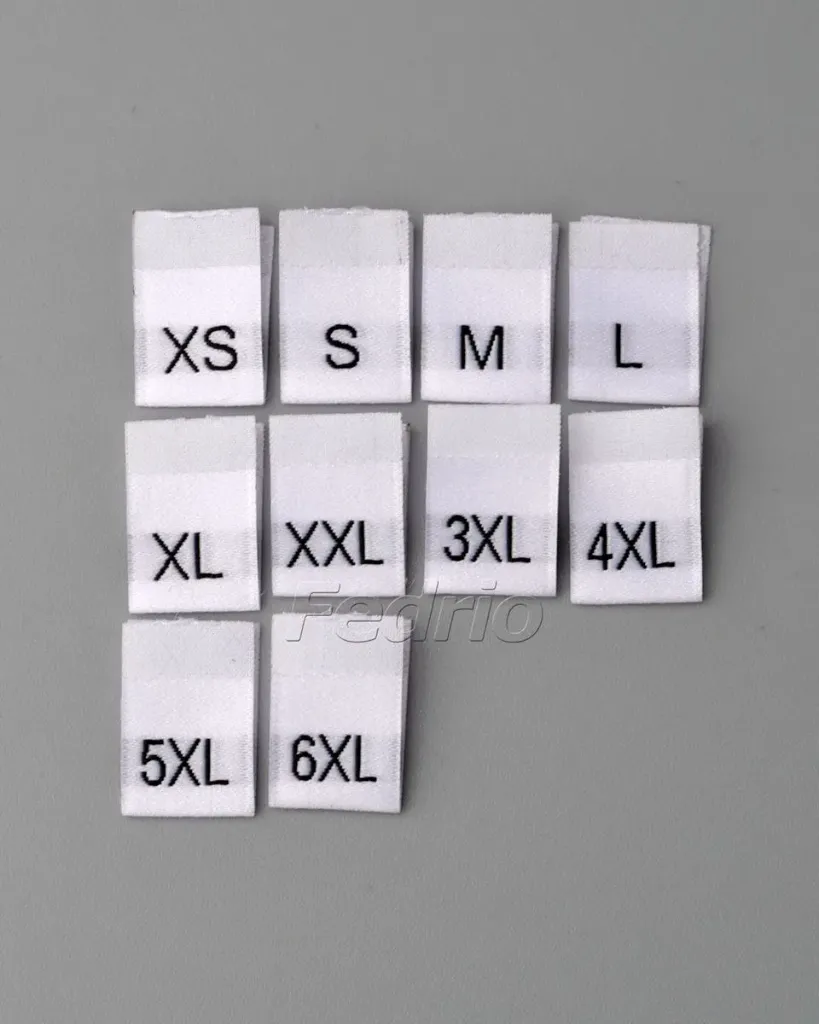 Black Letter On White Polyester Centre Fold Woven Size Labels For Clothing 1.2*4cm 100pcs/Pack 004003 (XS)