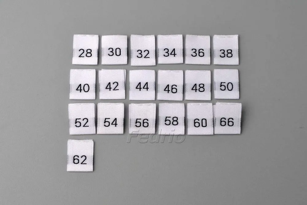 White Polyester Centre Fold Woven Size Labels 1.2*3cm100pcs/Pack 004005 (28)