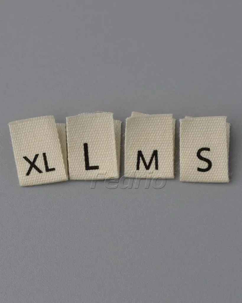 Beige Cotton Centre Fold Printed Size Labels For Clothing 100pcs/Pack 004006 (XS)