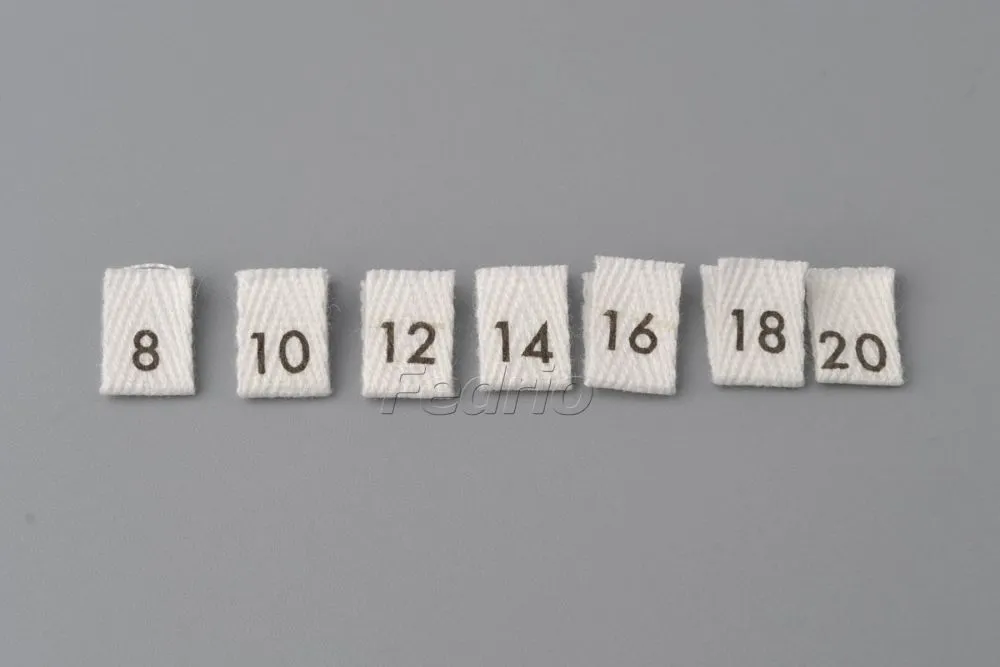White Cotton Centre Fold Printed Size Labels 100pcs/Pack 005050 (XS)