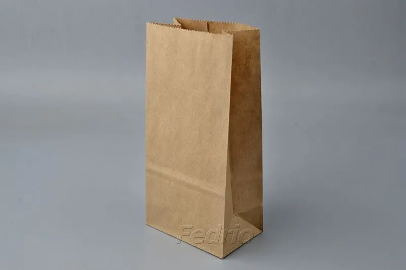 Square Bottom Brown Kraft Paper Bags For Lightweight Goods Or Food 100pcs-009354 (9*17*5.5cm)