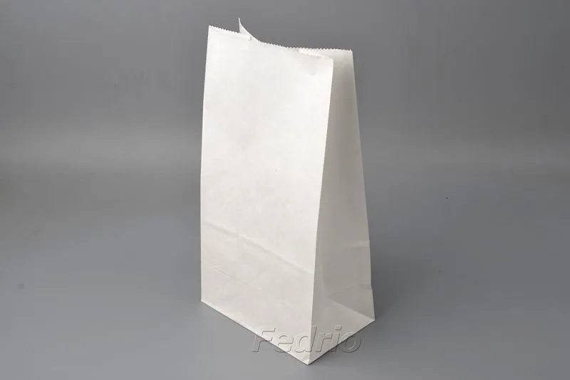 Square Bottom White Kraft Paper Bags For Lightweight Goods Or Food100pcs-009356 (12*21.5*7cm)