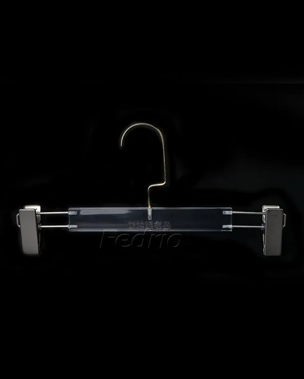 Clear Acrylic Plastic Clip Hangers for Pants Trousers Skirts Jeans 10pcs/Pack 203474 (silver, flat hook)