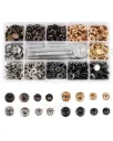 Snap Fastener Metal Buttons Press Stud with Tools for Clothes, Jackets, Jeans 12.5mm 4 colors 100 Sets 203464