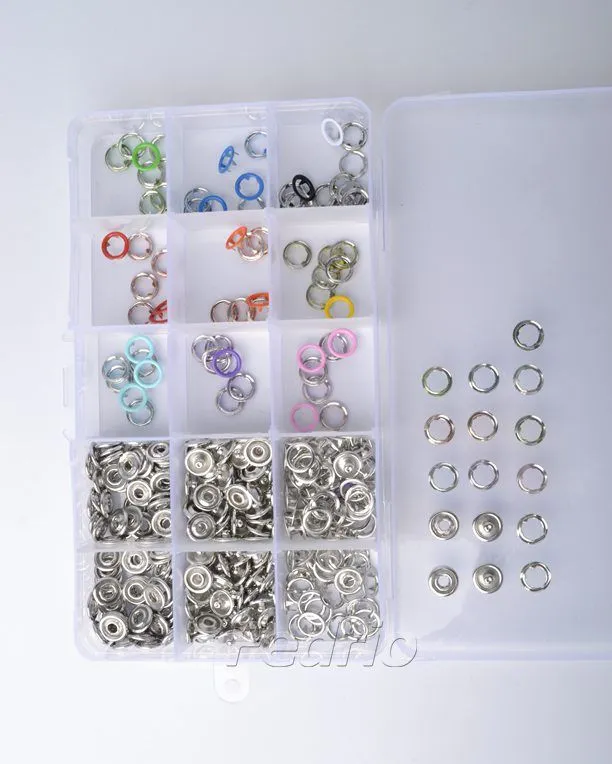 Hollow Prong Snap Fasteners Kit with tool for Leather Canvas Bag Jeans 200 pcs/Box 203466