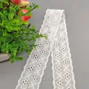 White Cotton Four Clovers Eyelet Embroidered Lace Trim 15yards 009361