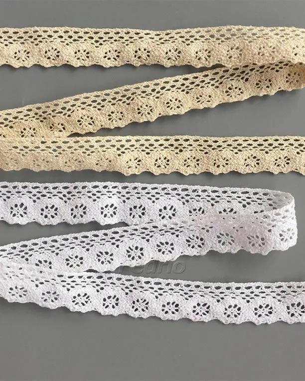 Cotton Lace Trims Crochet Lace Ribbon for Sewing DIY Scrapbooking Wedding 10 Yards 204594 (bleach white)