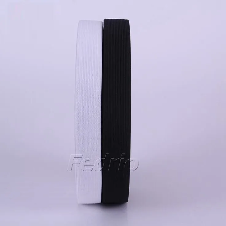 Black/White Knitted Elastic Band 40m/Roll-009392 (white, 20mm)