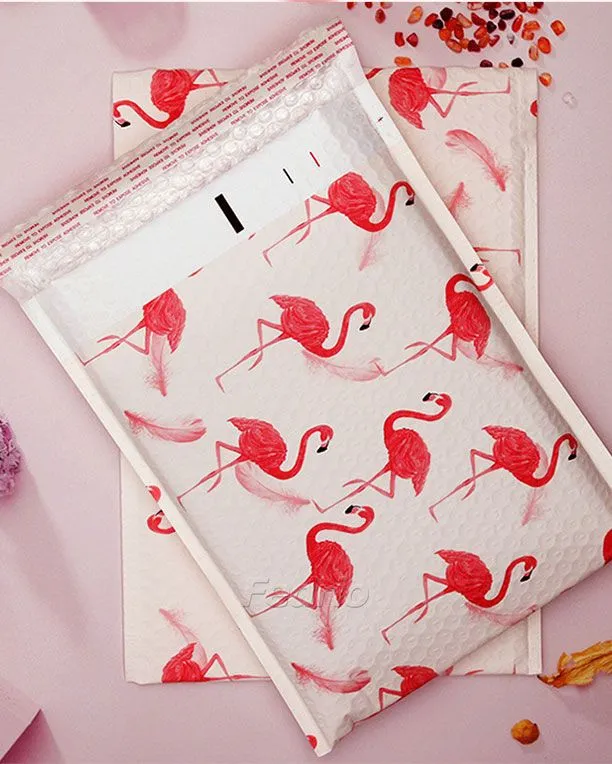 Printed Flamingo Self Seal Poly Bubble Mailers Padded Envelope Bags 100 Pieces 205633