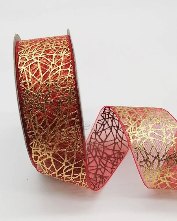 Gold Decorative Organza Ribbons for Gift Wrapping Tableware Bouquet Wine Basket Packaging 100 Yards/Roll 205659 (#1)