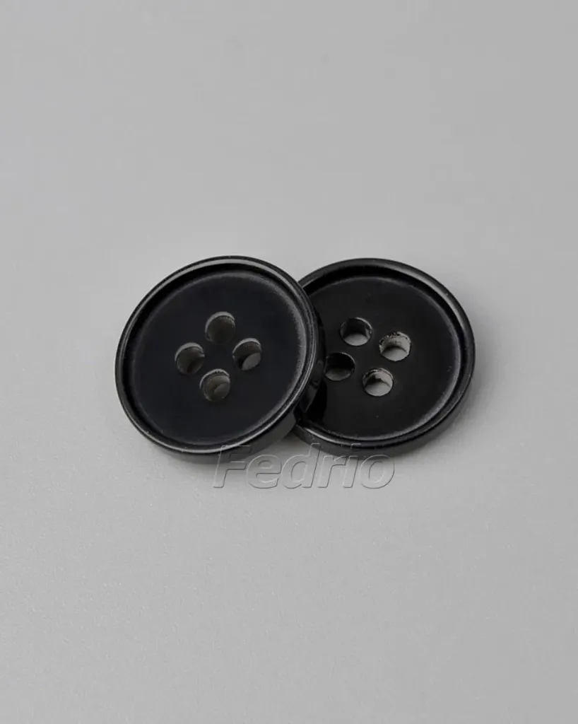 Vintage Glossy Black Raised Edge Sewing Plastic Buttons 15mm 1000pcs -CB038