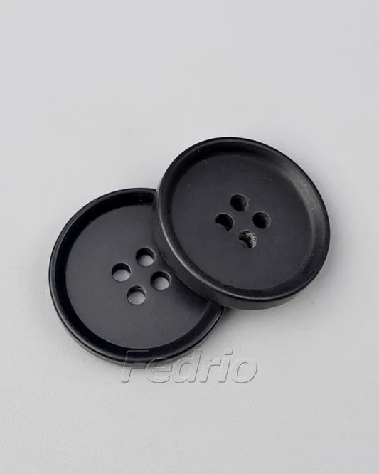 Black 4-Hole Raised Rim Plate Plastic Resin Buttons for  Coat 22.5mm 1000pcs-CB008