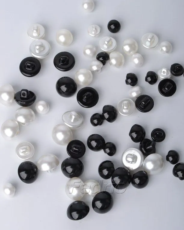 Mixed Imitation Pearl Shank Buttons Plastic Buttons with Holes for Sweater Jacket 10 Pieces 203452 (white, 7.5mm)